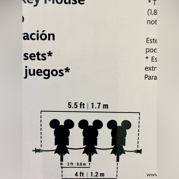 New Disney Christmas Mickey Mouse Ears Light Up Pathway Stake Lights Set Of 3 - Picture 3 of 3